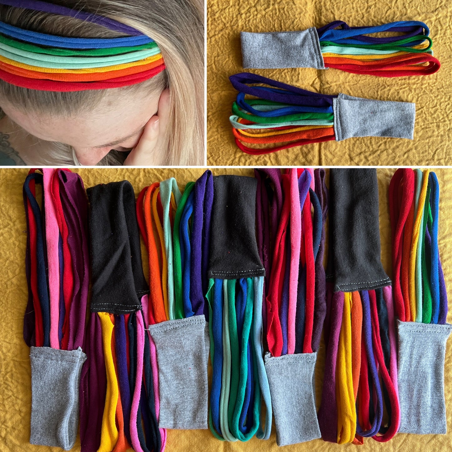 Handmade Accessories - Upcycled Necktie Wristband - Tshirt Strips Headband