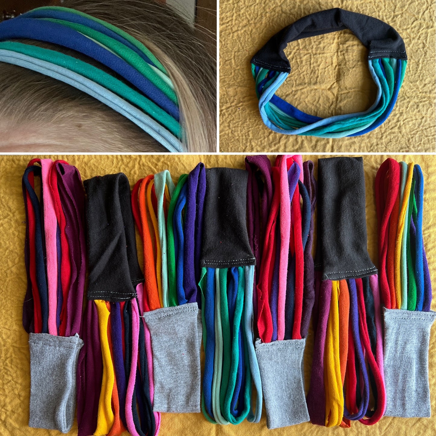 Handmade Accessories - Upcycled Necktie Wristband - Tshirt Strips Headband