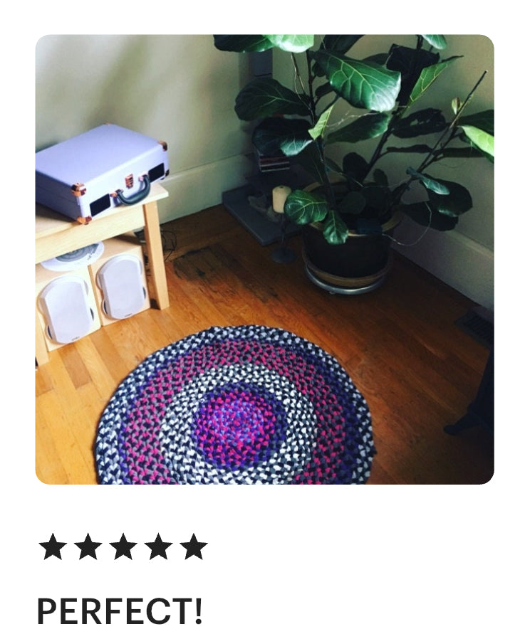 30" Rugs - Handbraided and Handsewn Upcycled Sustainable Tshirt Rug Doormat