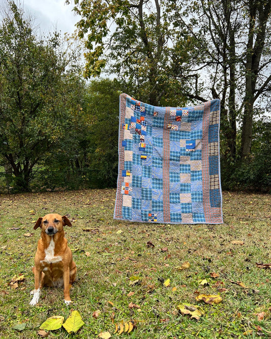 Vintage Quilt - Autumn Blues - Quilt Art - XLTwin Sized