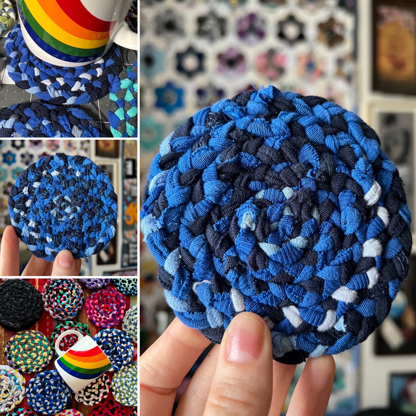 Coasters - Set of 1 - Handbraided & Handsewn - Washable Reusable