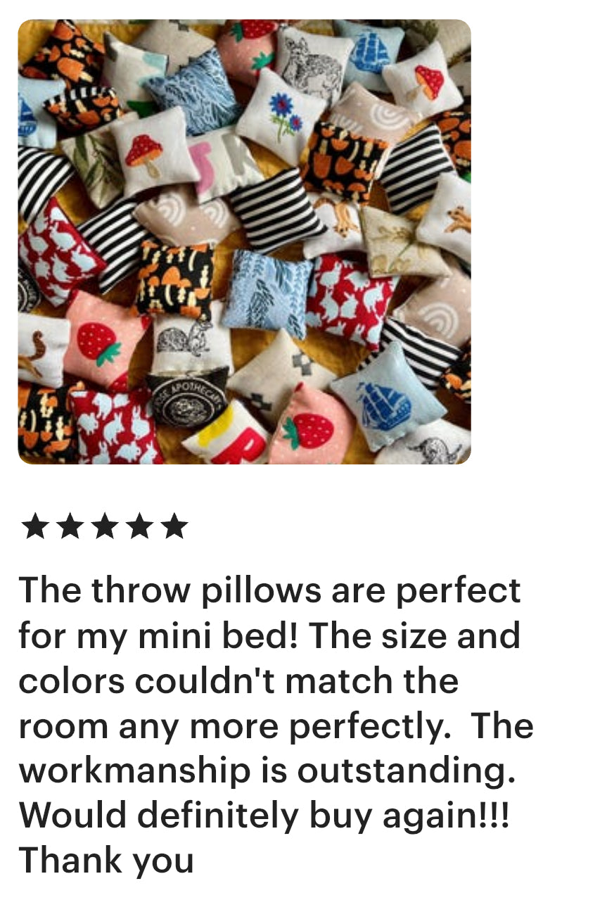 Doll Pillows E - Patchwork Sold Individually - FourSquare, Diagonal, and Tiny Strips - 1:12 Scale