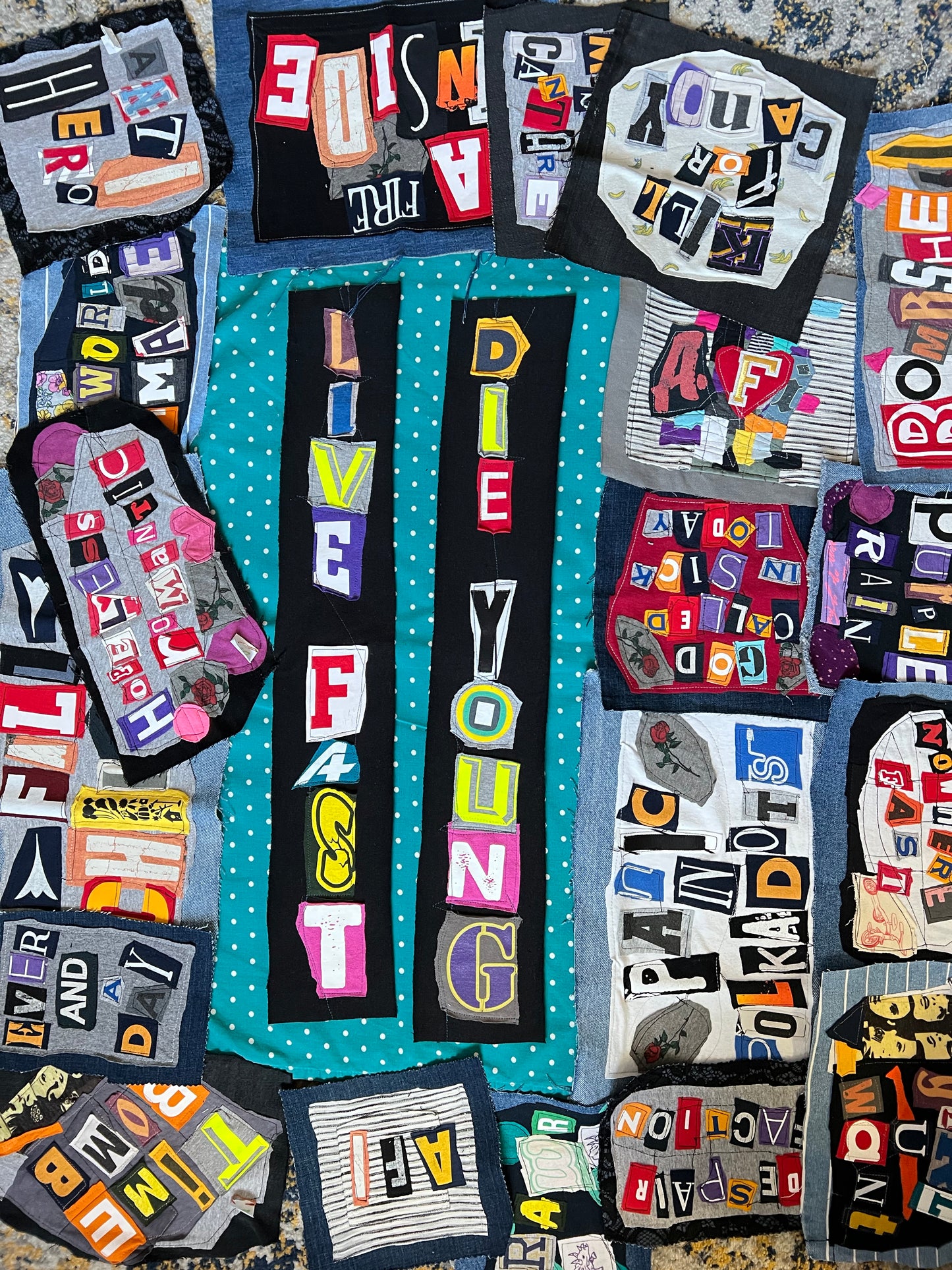 Panic Punk Patch - Ransom Note Letters on Denim