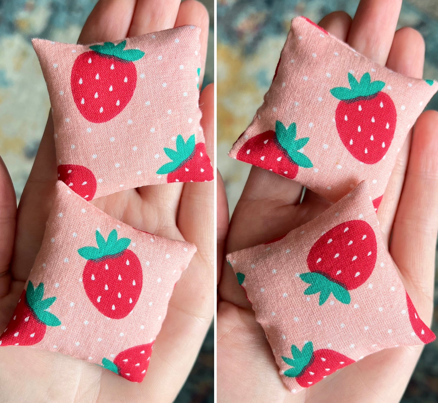 Doll Pillows B - Square Set of Two Handmade Miniatures - 1:12 Scale