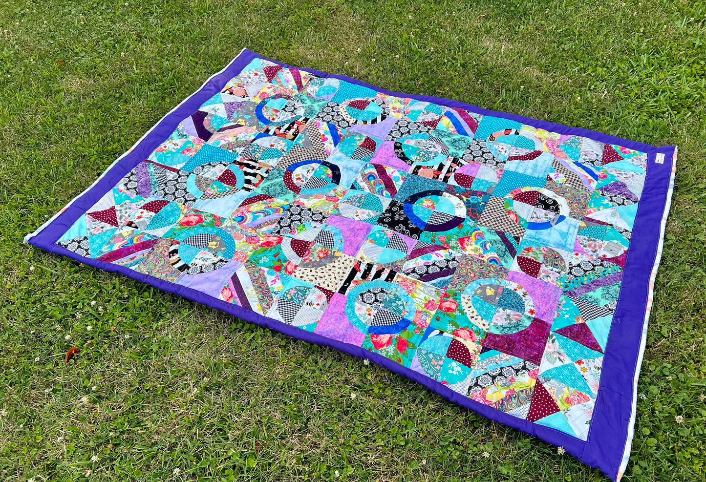 Circle Chaos - Throw Size - Plushy Backing - Quilt Art