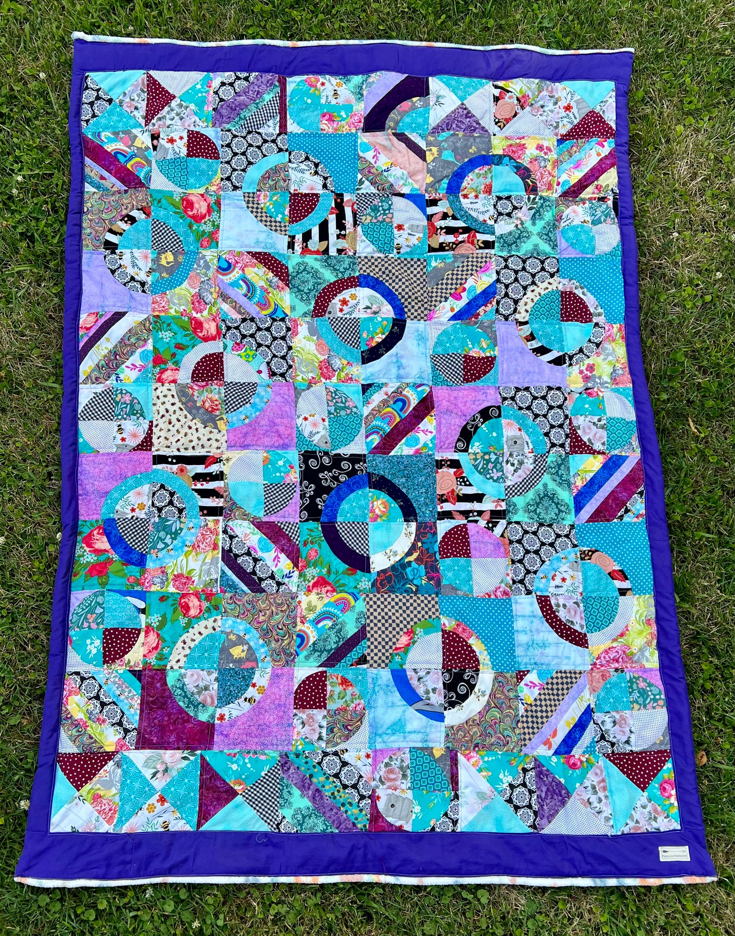 Circle Chaos - Throw Size - Plushy Backing - Quilt Art