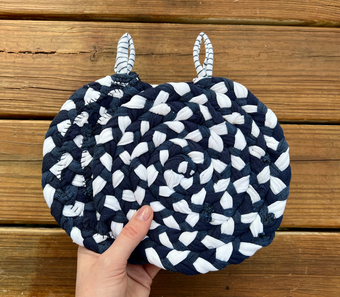 Trivet Potholders - Cool Colors Collection - Handbraided & Handsewn - Set of Two