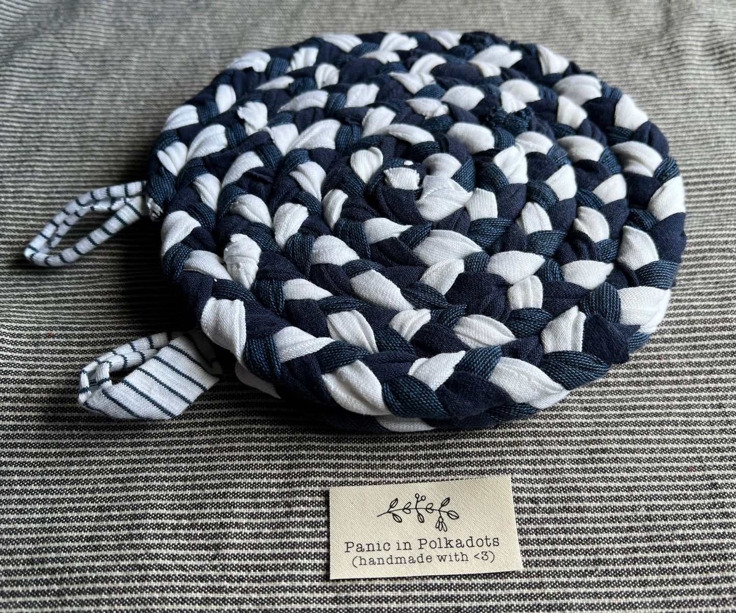 Trivet Potholders - Cool Colors Collection - Handbraided & Handsewn - Set of Two