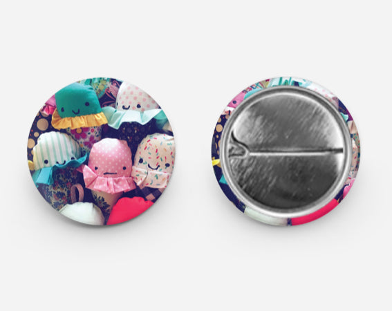 front and back mockup of ice cream pinback button