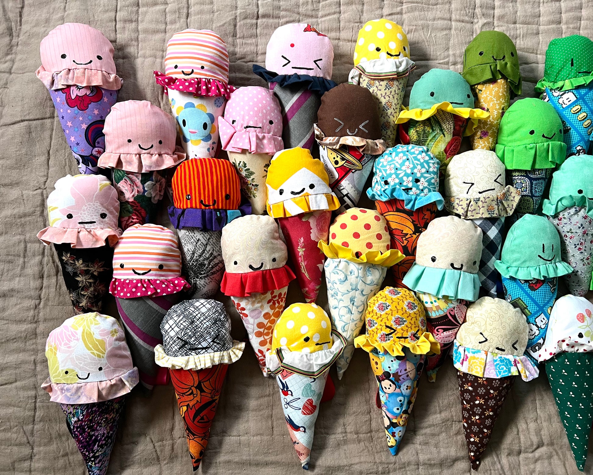 closeup of rainbow colorful group of ice cream cones