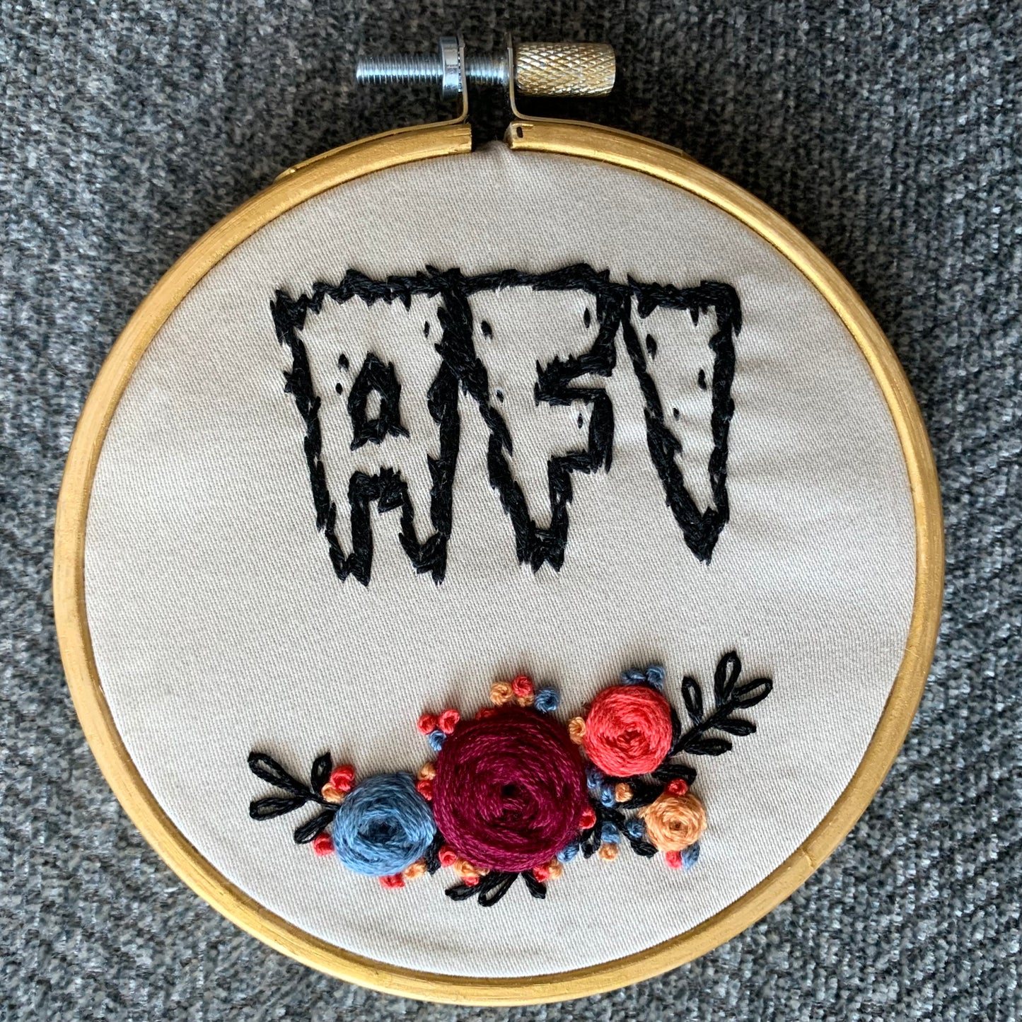 another view of embroidery hoop, AFI A Fire Inside