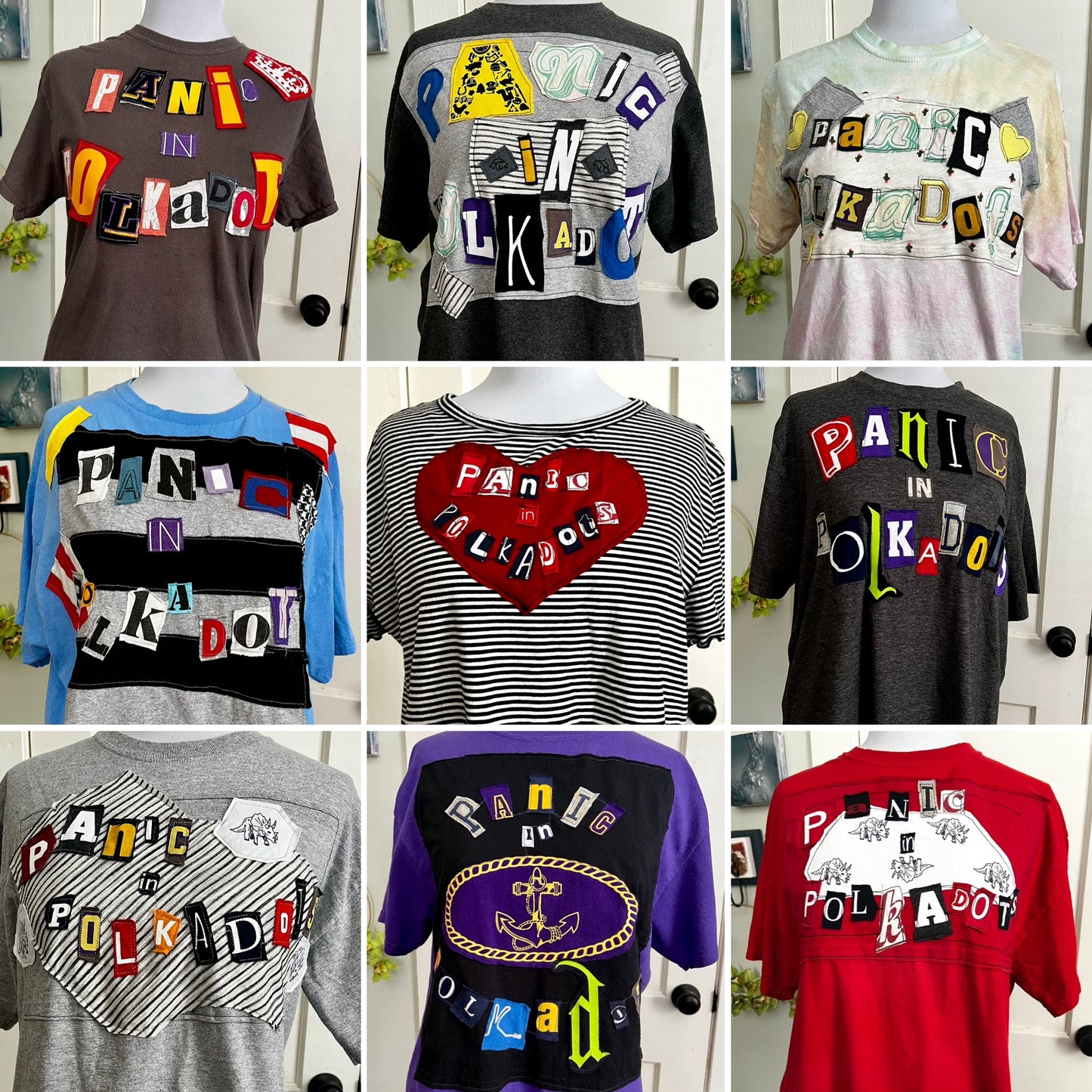 Panic in Polkadots punk tshirt group photo grid