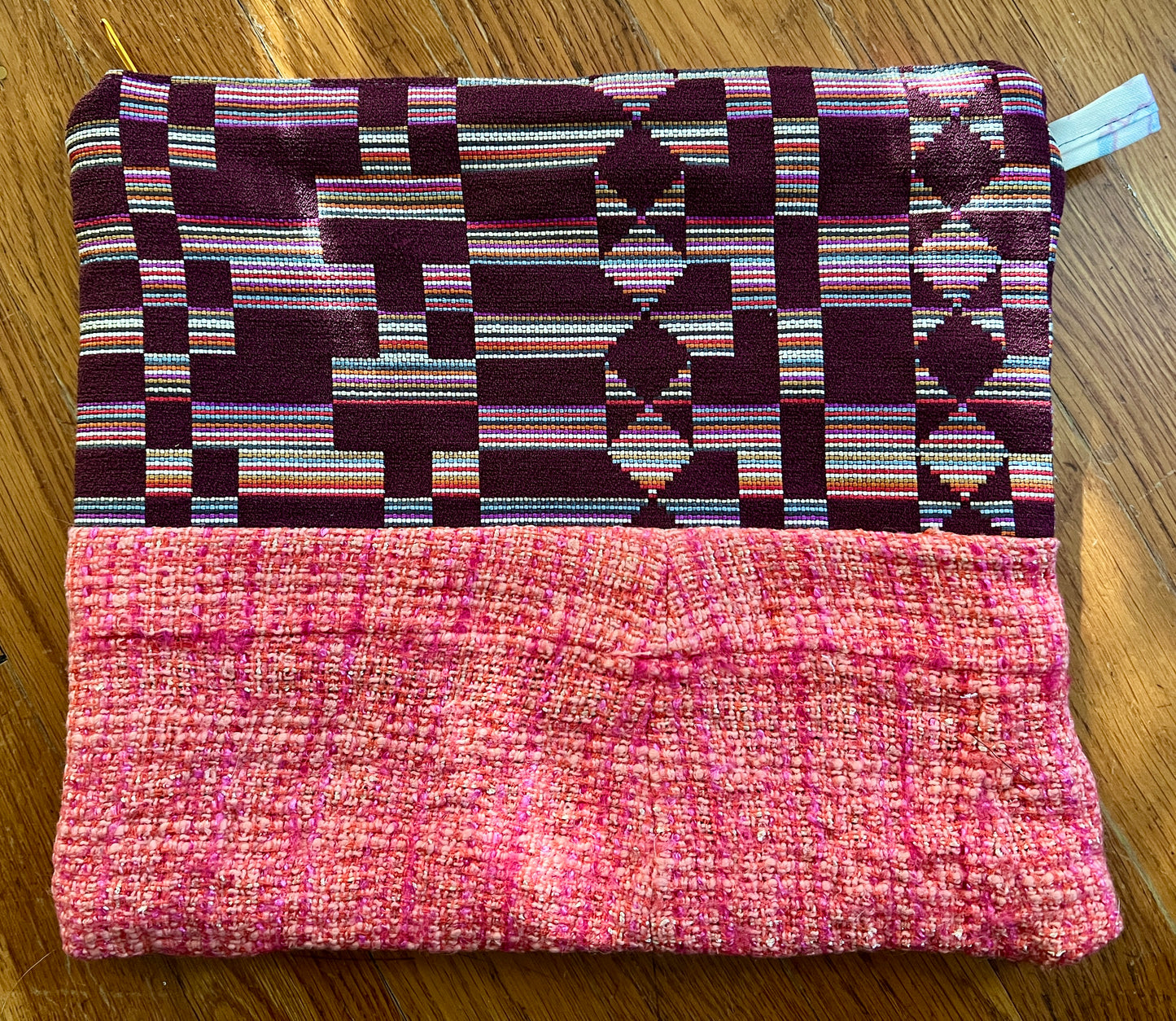 Tablet ipad zipper pouch designer offcuts maroon southwest
