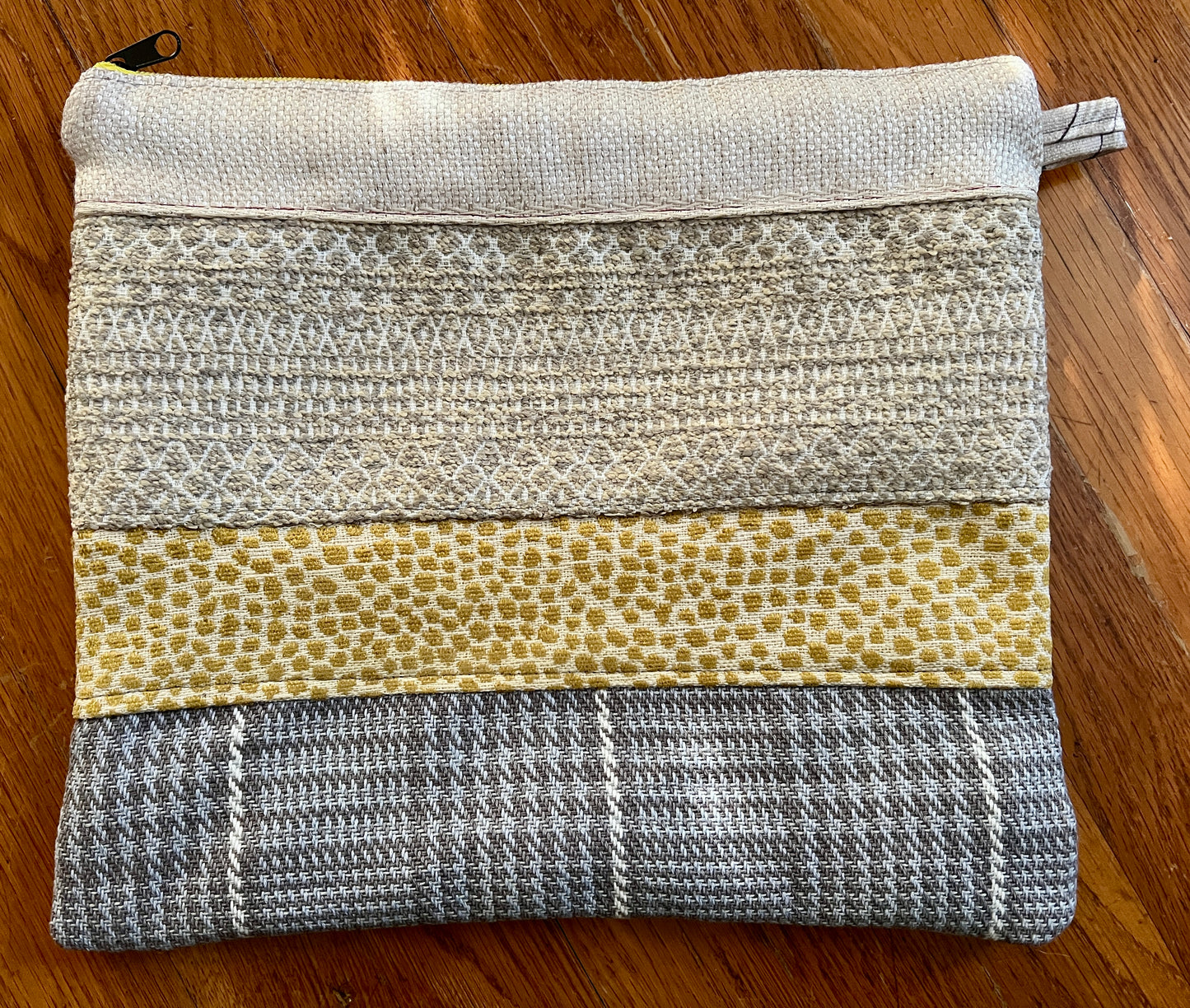 Tablet zipper pouch designer offcuts, yellow grey