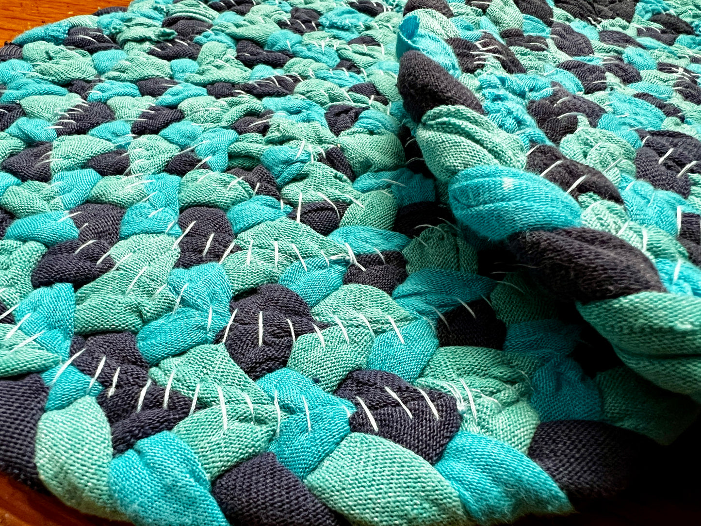 potholder trivet closeup teal turquoise