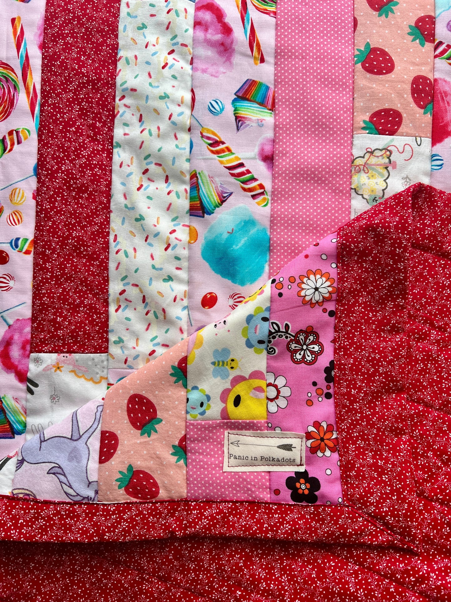 Pet Blanket Quilt - Small Baby Quilt - Hand-quilted Embroidery Detail