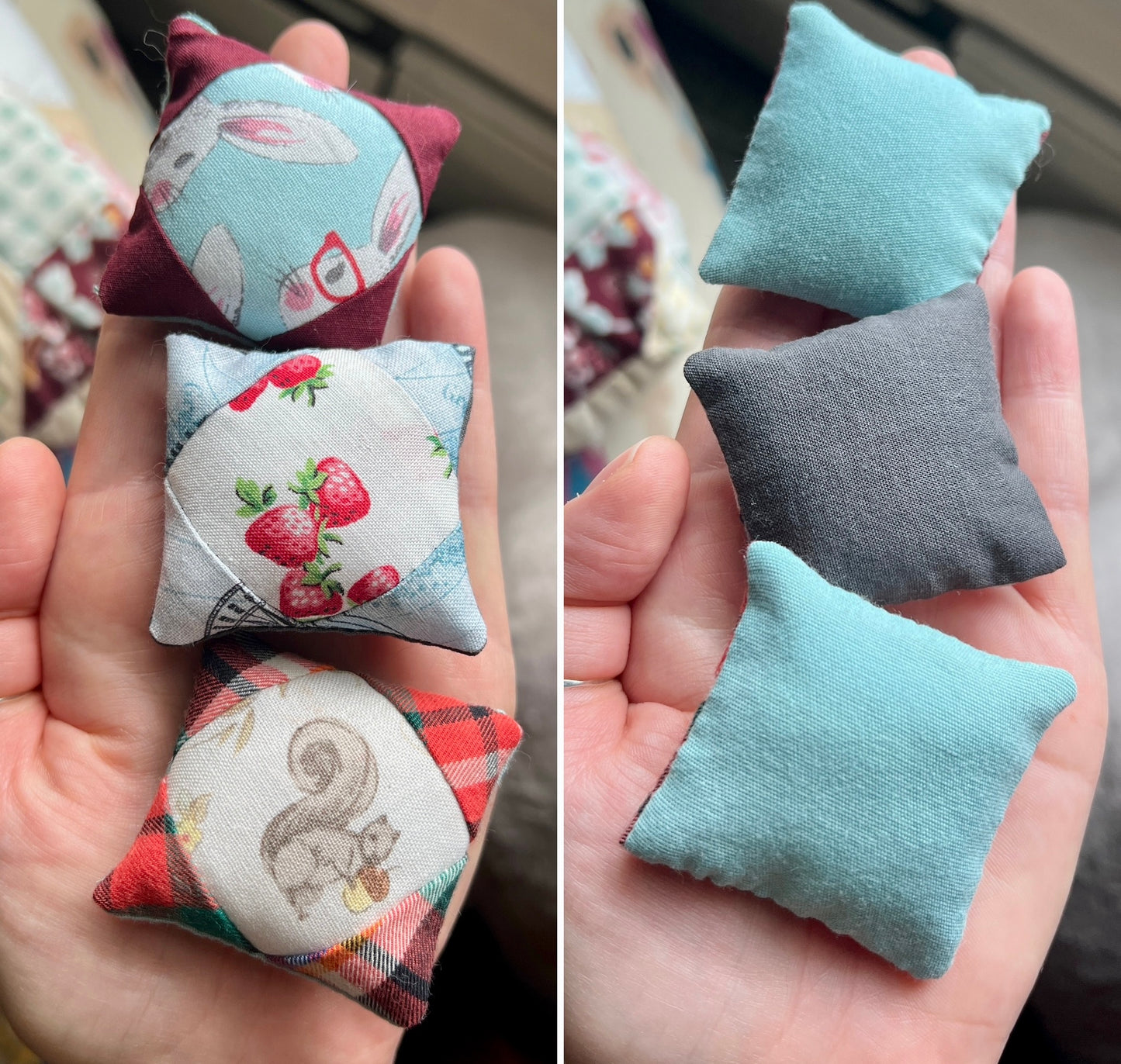 Doll Pillows - Miniature Throw Pillows - Tiny Patchwork - Sold Individually