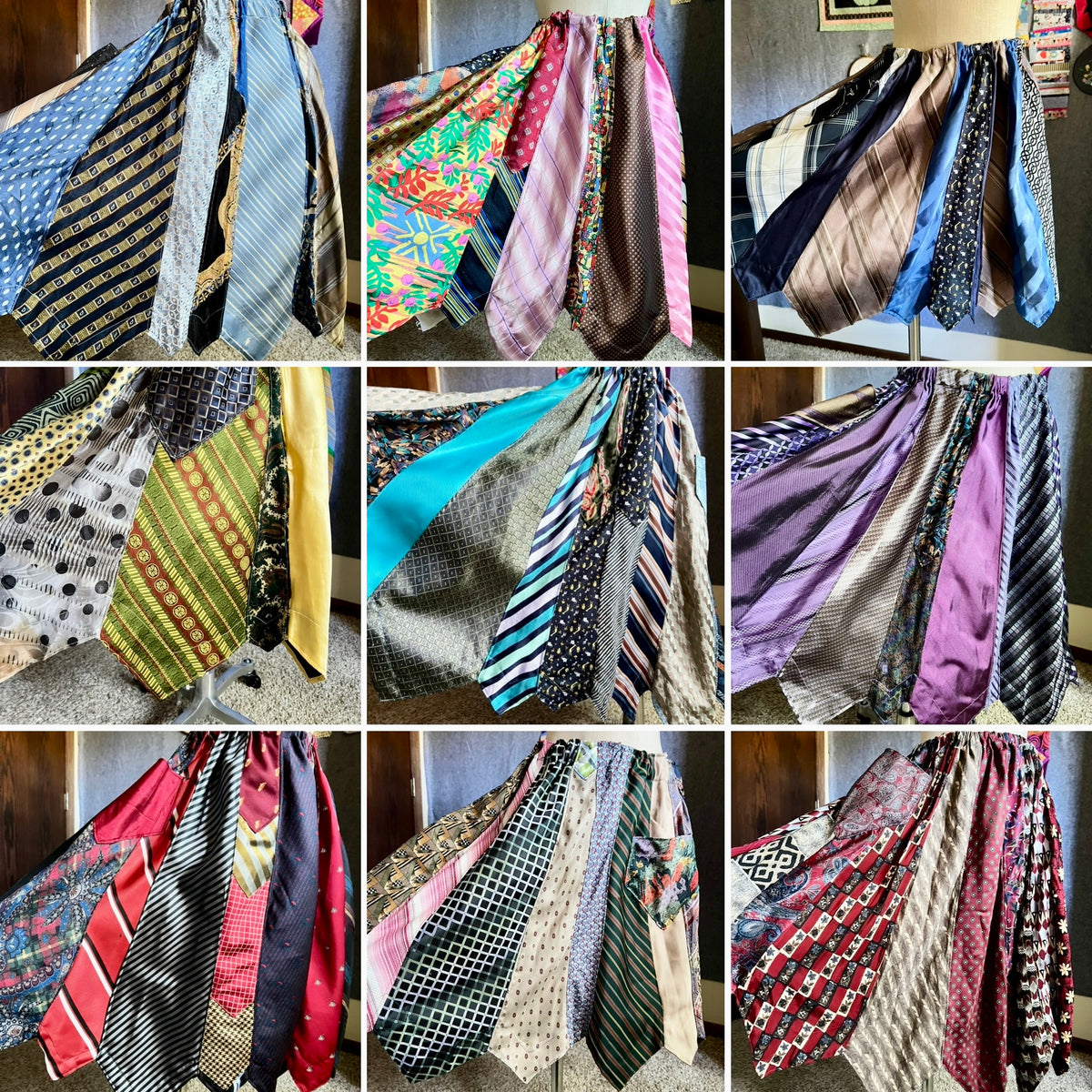 Panic Clothing - Skirt Collection - Patchwork or Neckties - Sustainable Upcycled with Pockets!