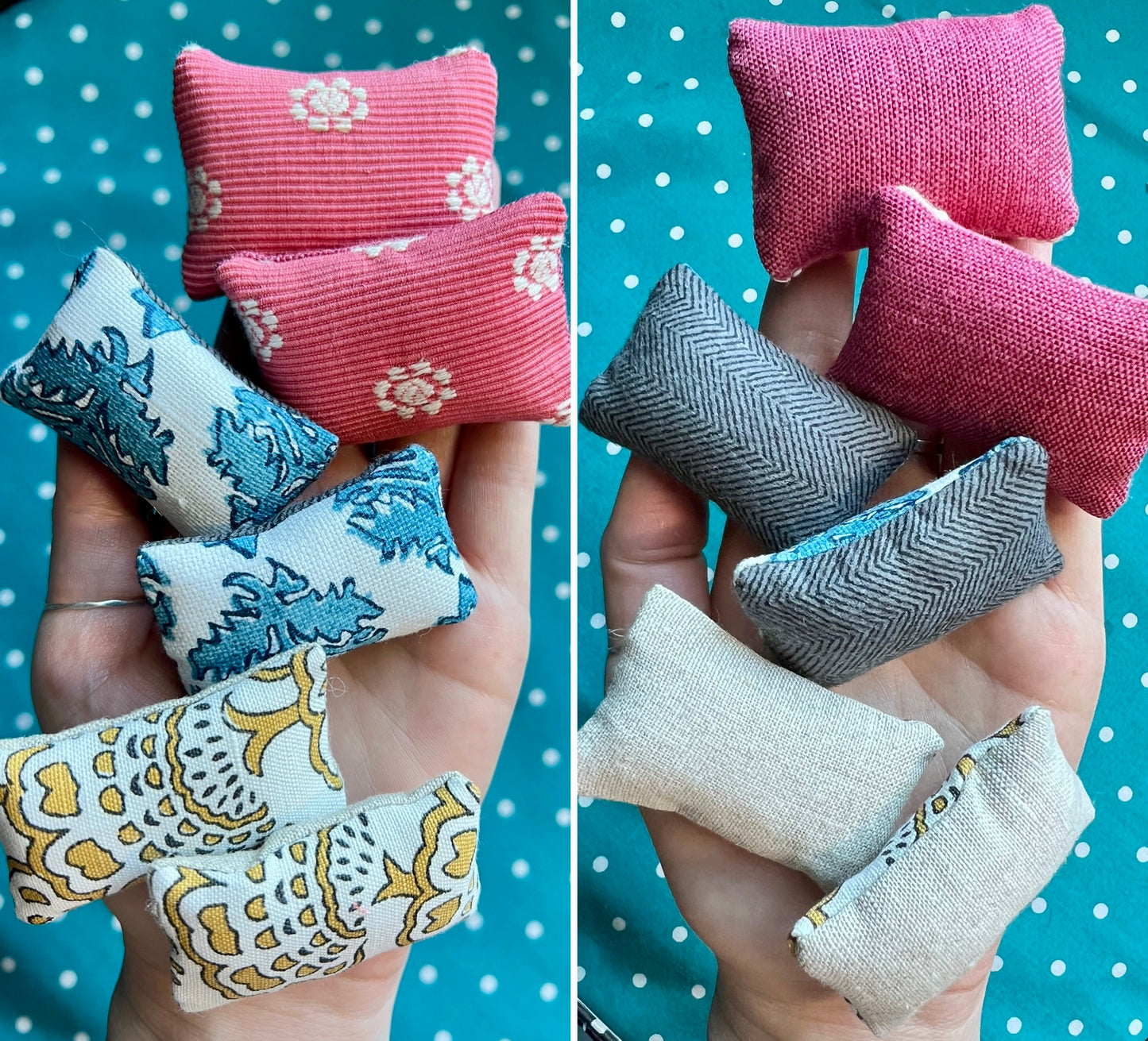 Doll Pillows E - Set of Two Handmade Miniatures - 1:12 Scale