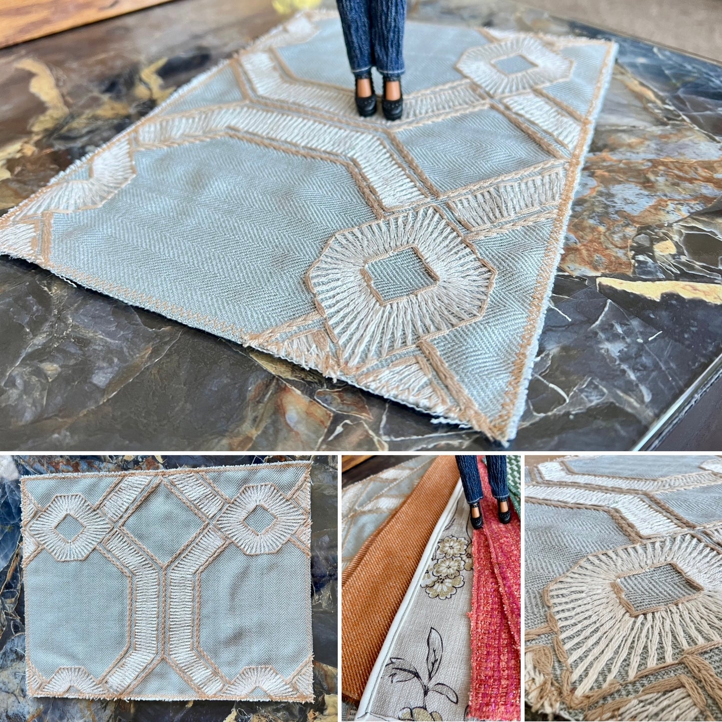 Miniature Dollhouse Rug - Upholstery Sample - 1:12 or 1:6 Scale