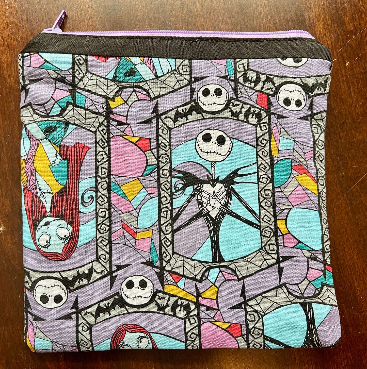 Hexie Pouch - Handsewn Fabric Zipper Pouch - Upcycled Reusable Bag Zip Pouch