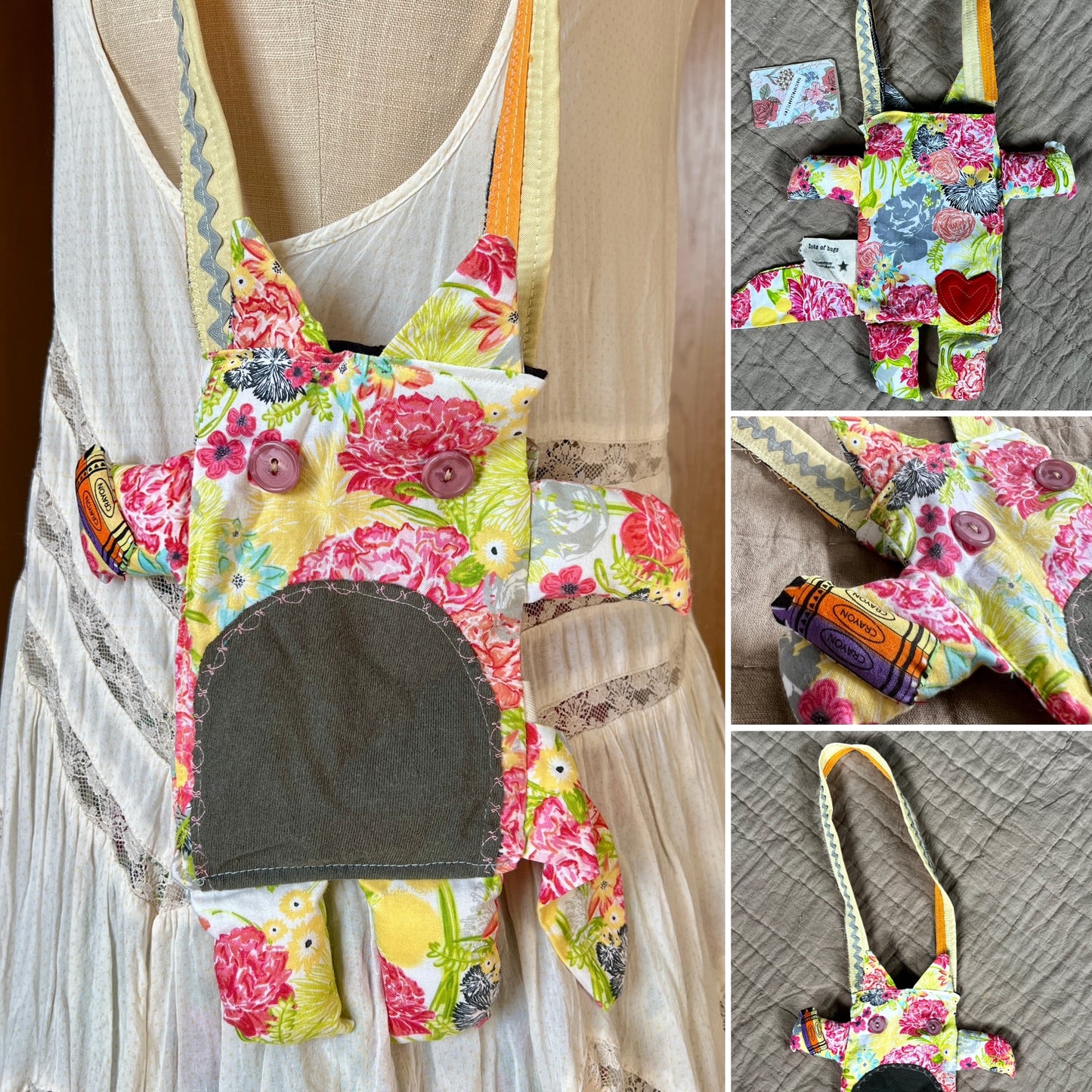 Handcrafted Tote Bag - Monster or Animal Friend - Small Satchel