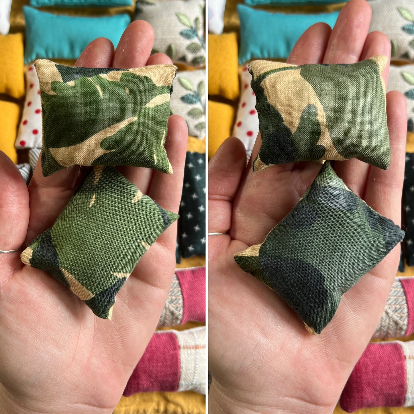 Doll Pillow Set of Two - Pair of Miniature Throw Pillows - 1:12 Scale