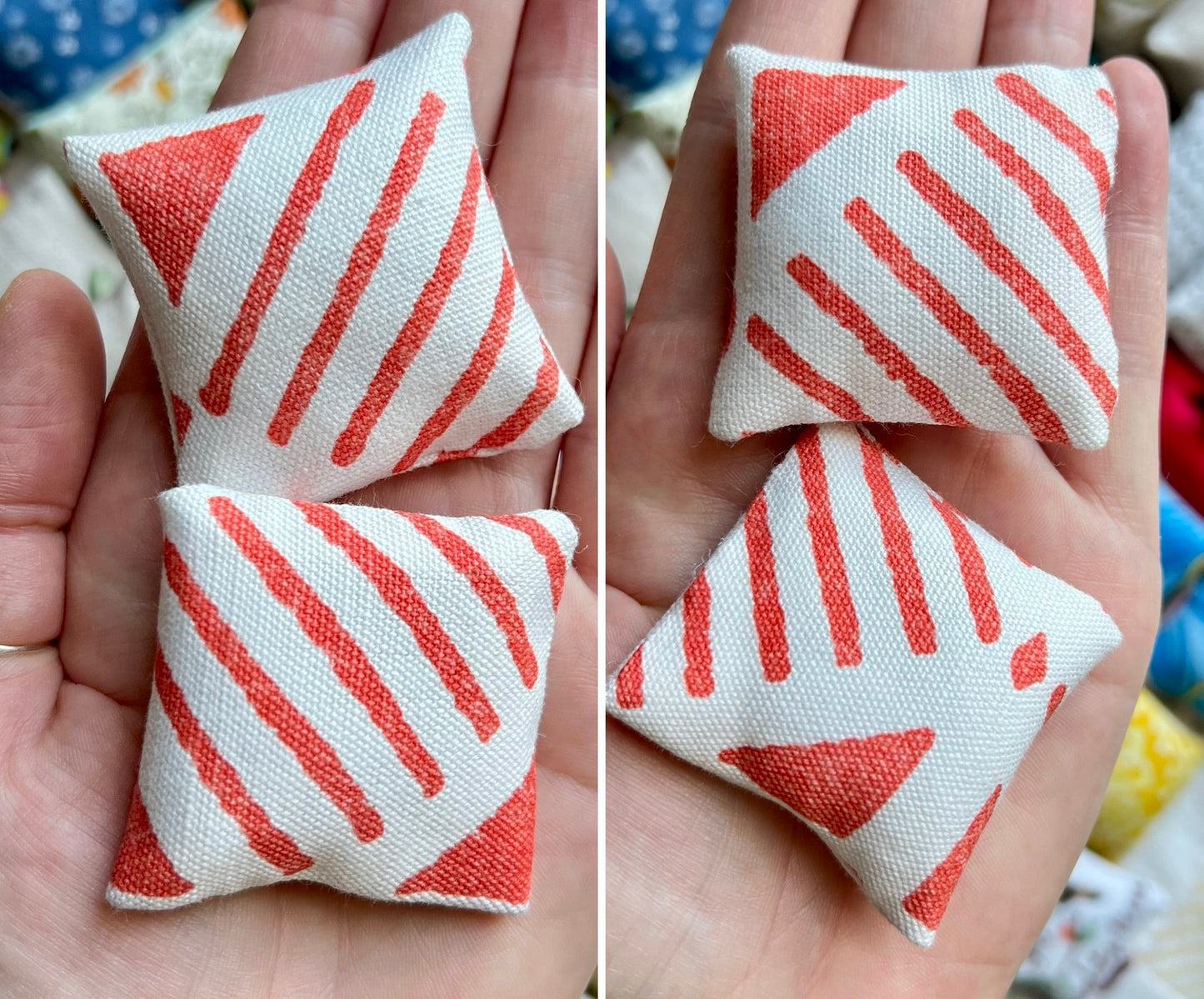 Doll Pillows E - Set of Two Handmade Miniatures - 1:12 Scale