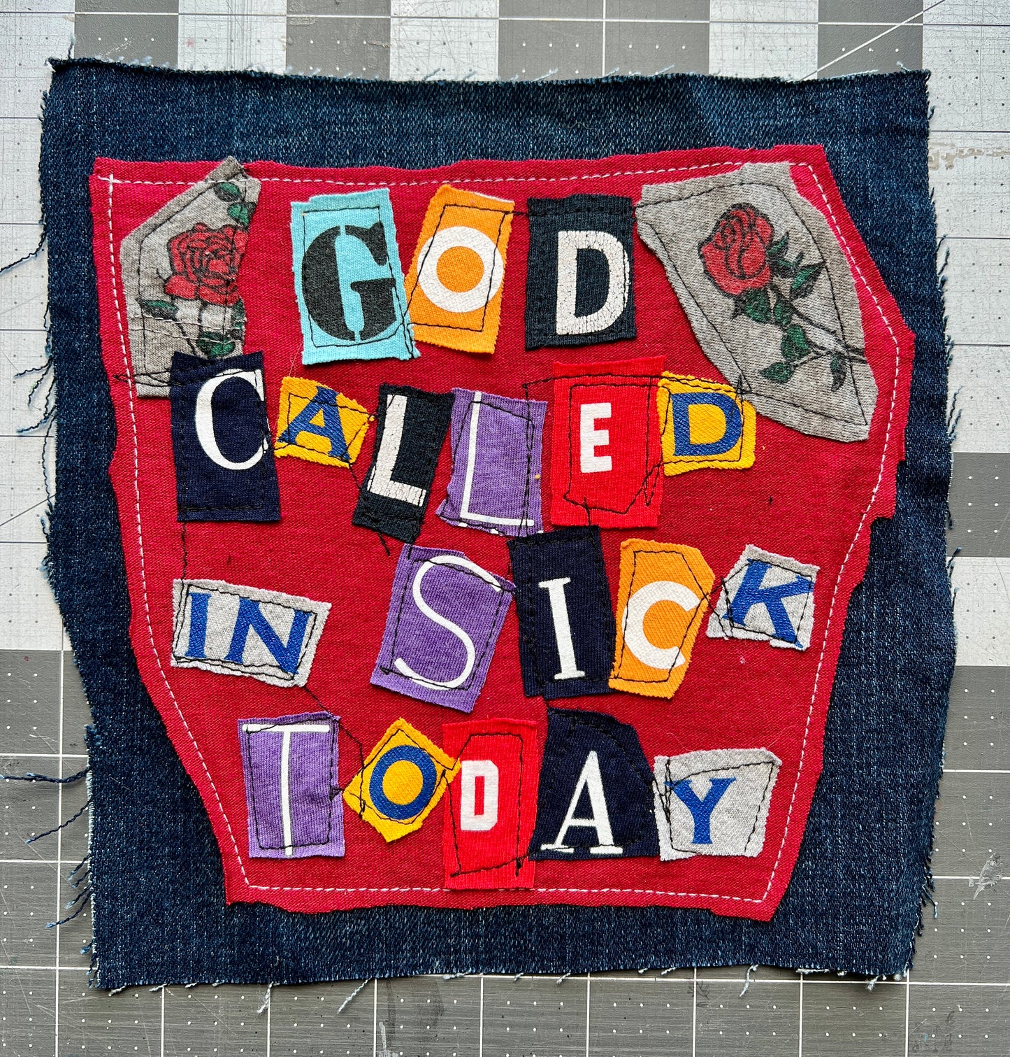 Panic Punk Patch - Ransom Note Letters on Denim