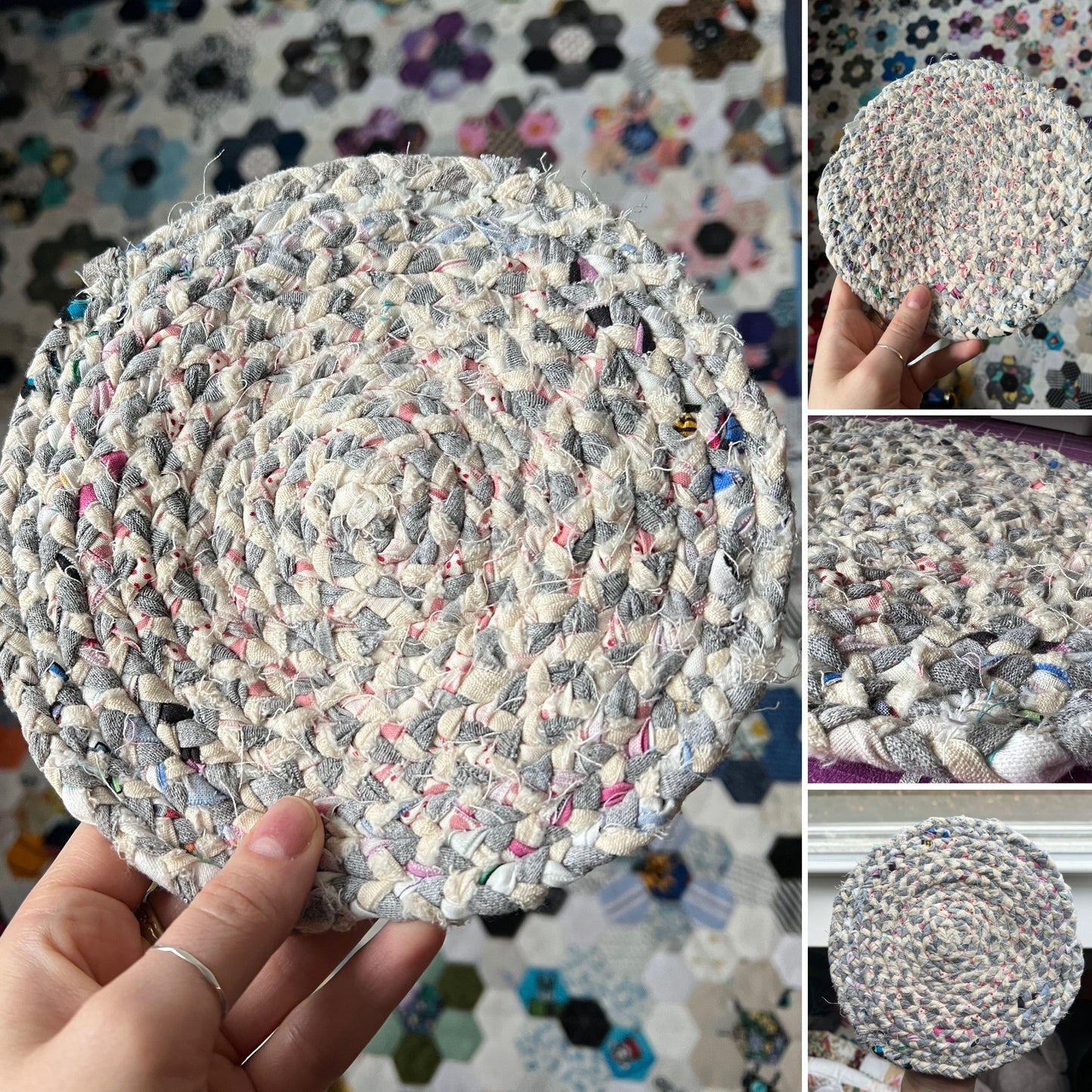 Dollhouse Rug - 7" Diameter Braided - Miniature 1:12 or 1:6 Scale