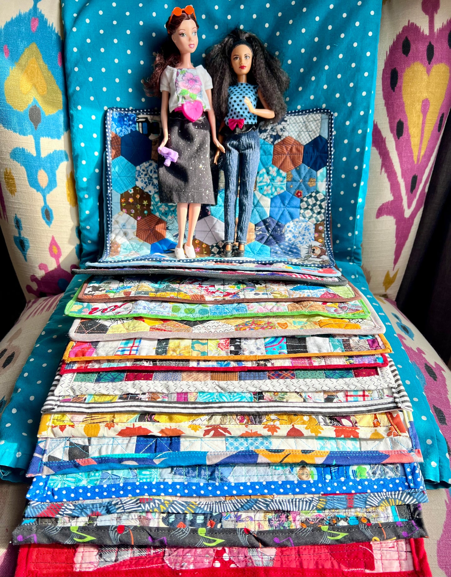 Cute Doll Quilt - Handmade Miniatures - 1:12 Scale