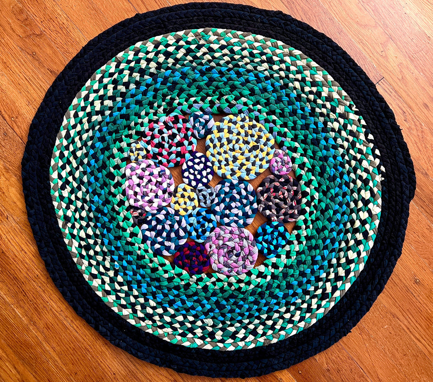 30" Rugs - Handbraided and Handsewn Upcycled Sustainable Tshirt Rug Doormat