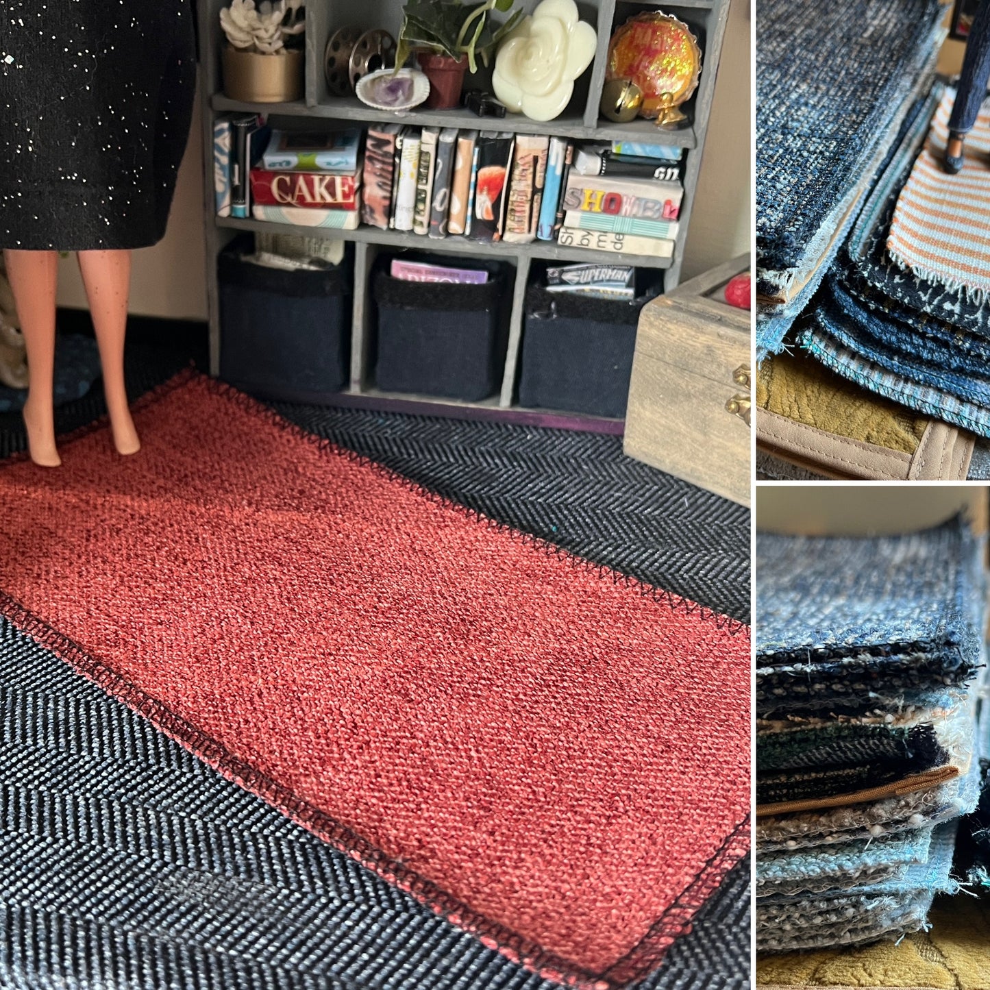Miniature Dollhouse Rug - Upholstery Sample - 1:12 or 1:6 Scale