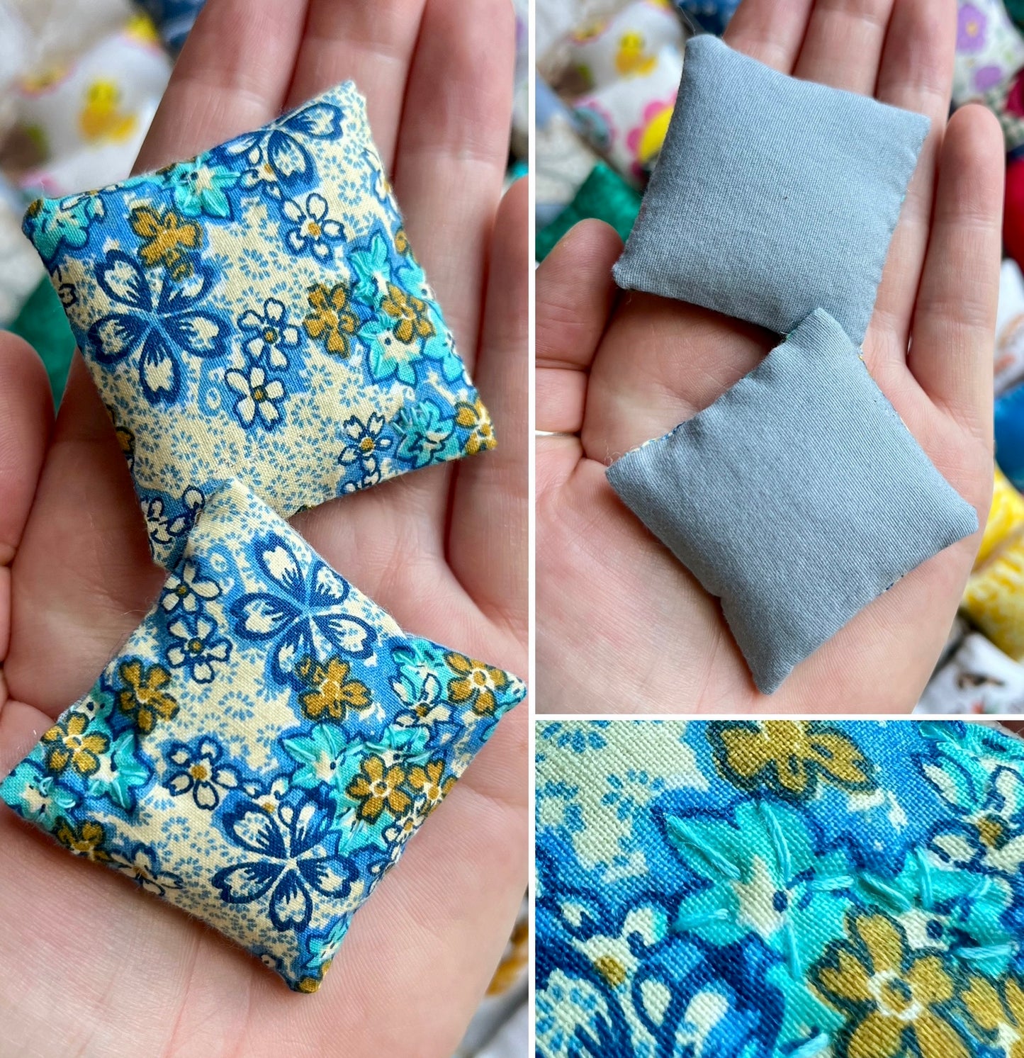 Doll Pillows E - Set of Two Handmade Miniatures - 1:12 Scale