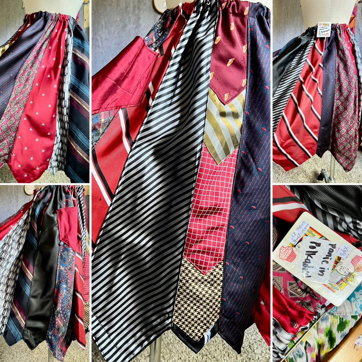 Panic Clothing - Skirt Collection - Patchwork or Neckties - Sustainable Upcycled with Pockets!