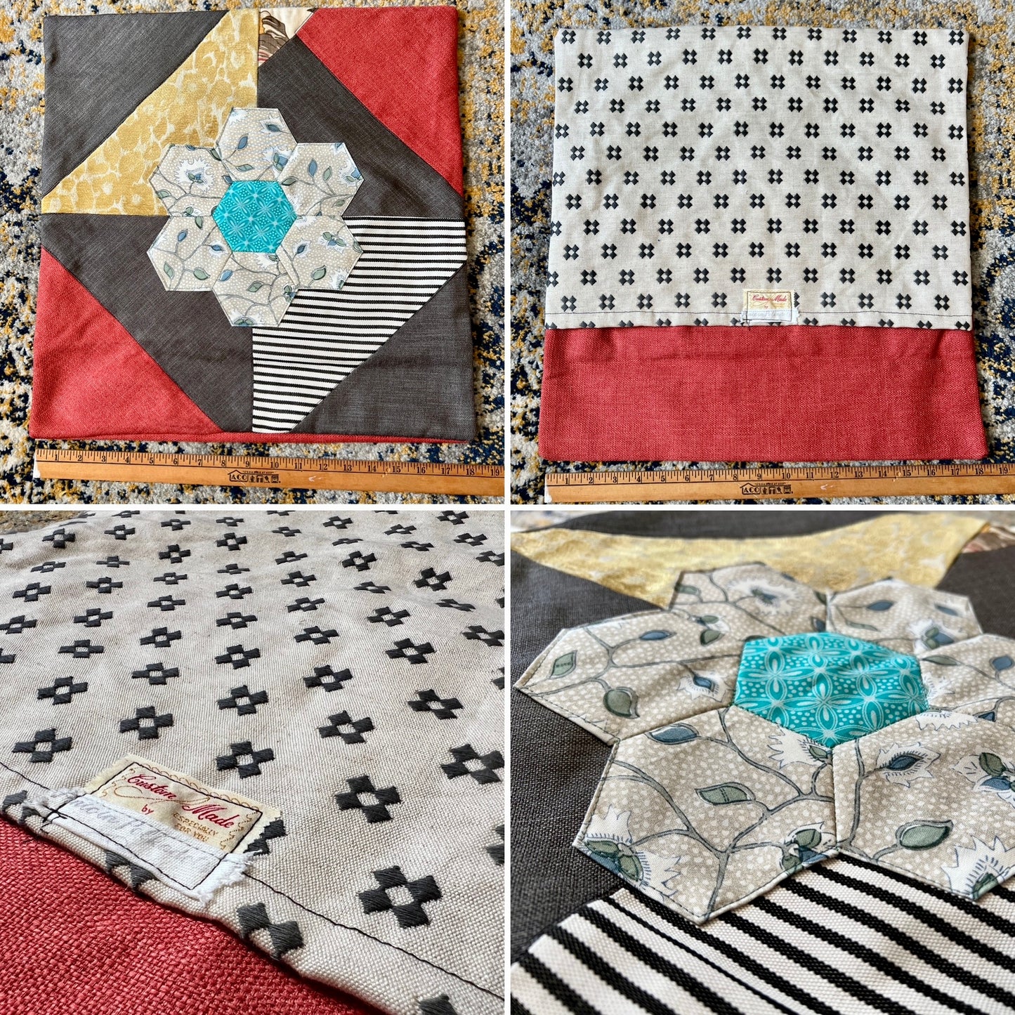 Large Pillow Cover - Envelope Back Closure - 18x18 inches - Designer Fabrics or Rainbow Stripes