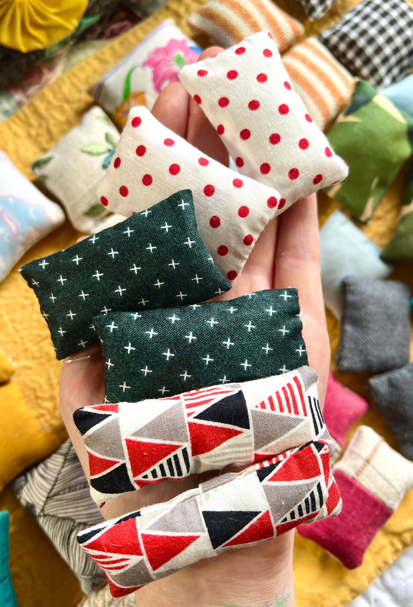 Doll Pillow Set of Two - Pair of Miniature Throw Pillows - 1:12 Scale