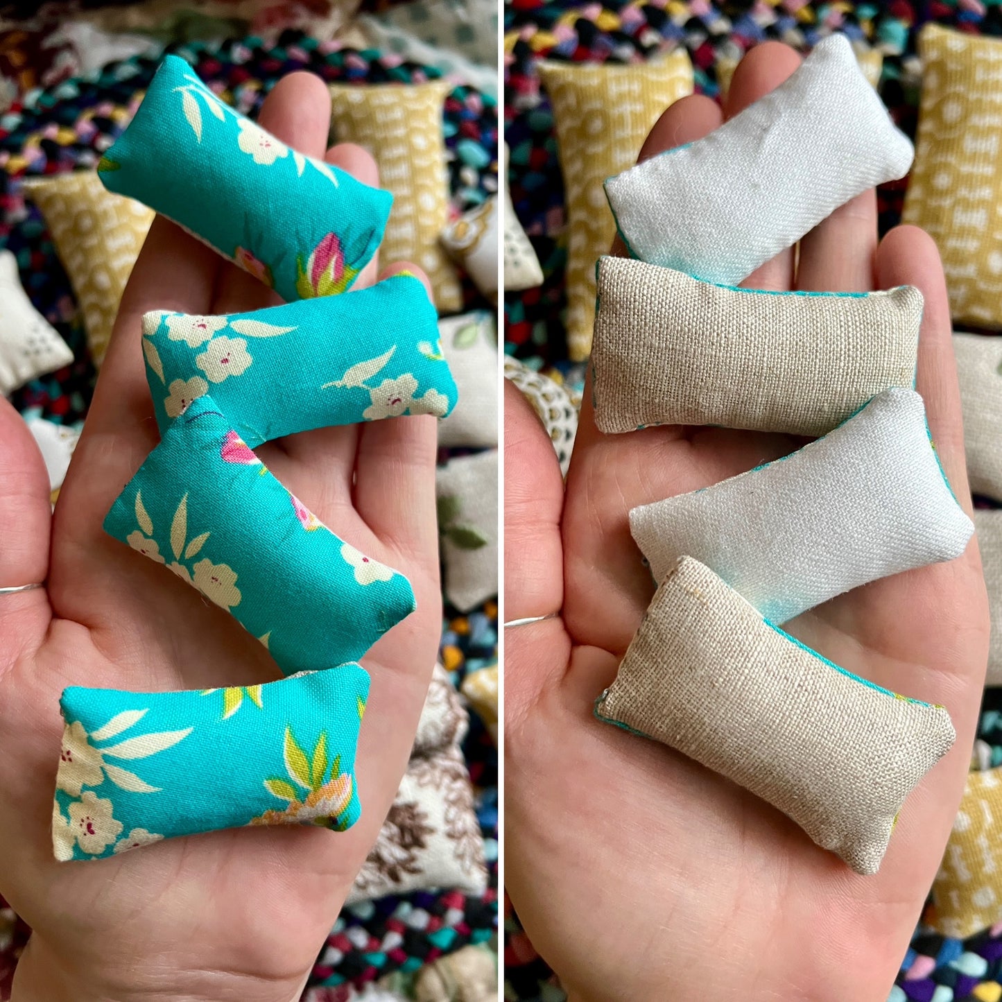 Doll Pillow Set of Two - Pair of Miniature Throw Pillows - 1:12 Scale