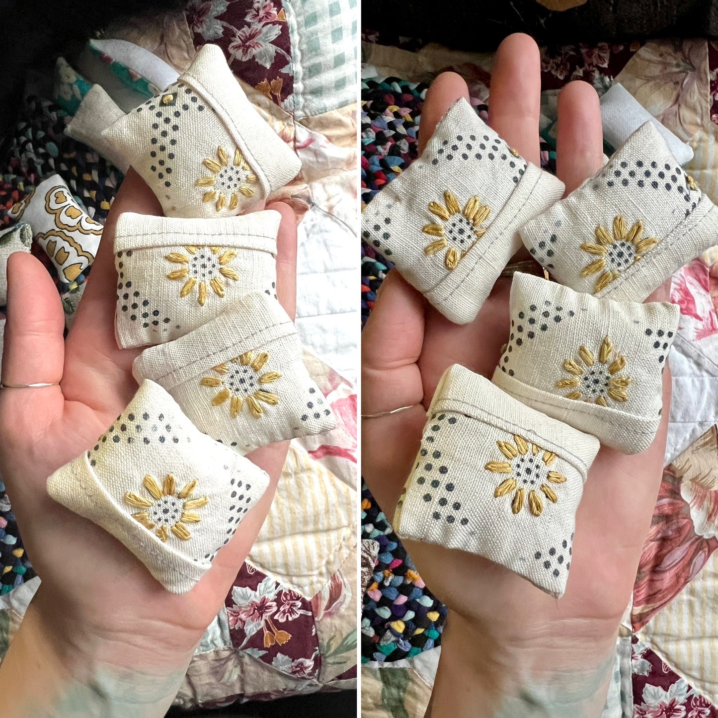 Doll Pillow Set of Two - Pair of Miniature Throw Pillows - 1:12 Scale