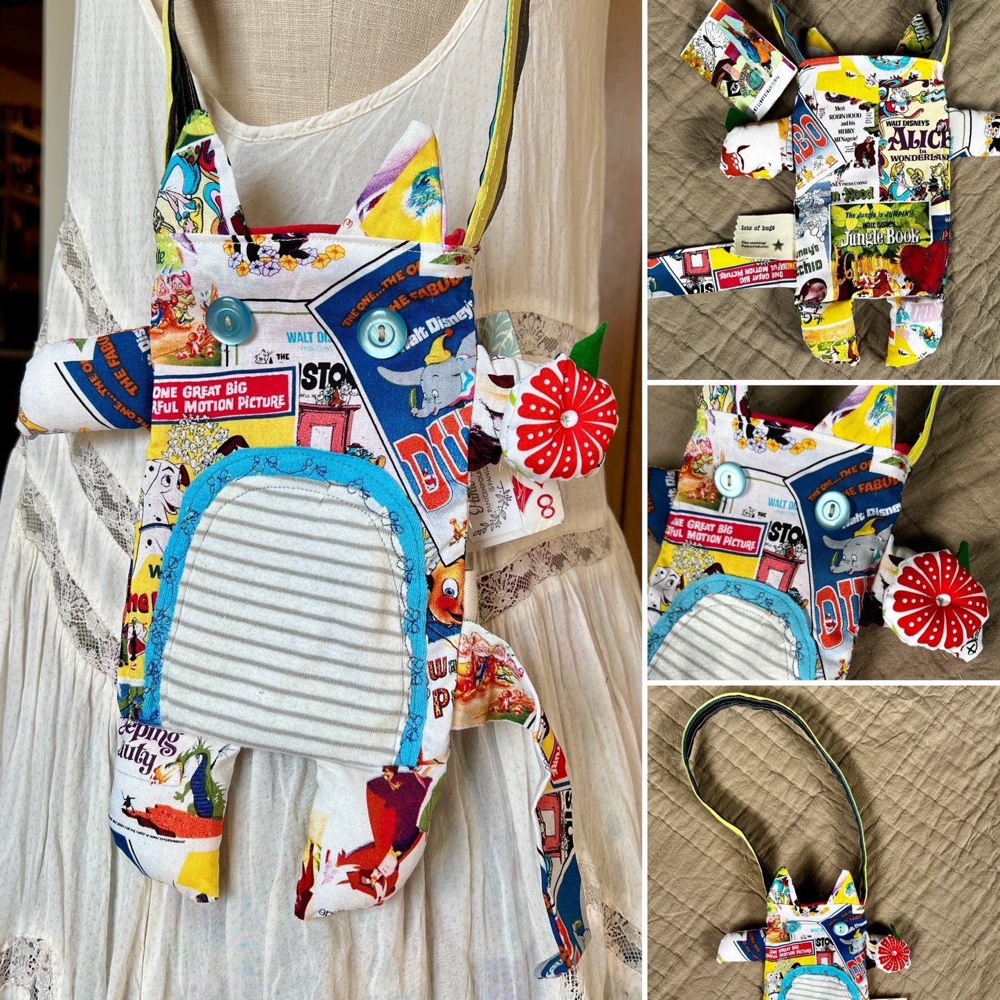 Handcrafted Tote Bag - Monster or Animal Friend - Small Satchel