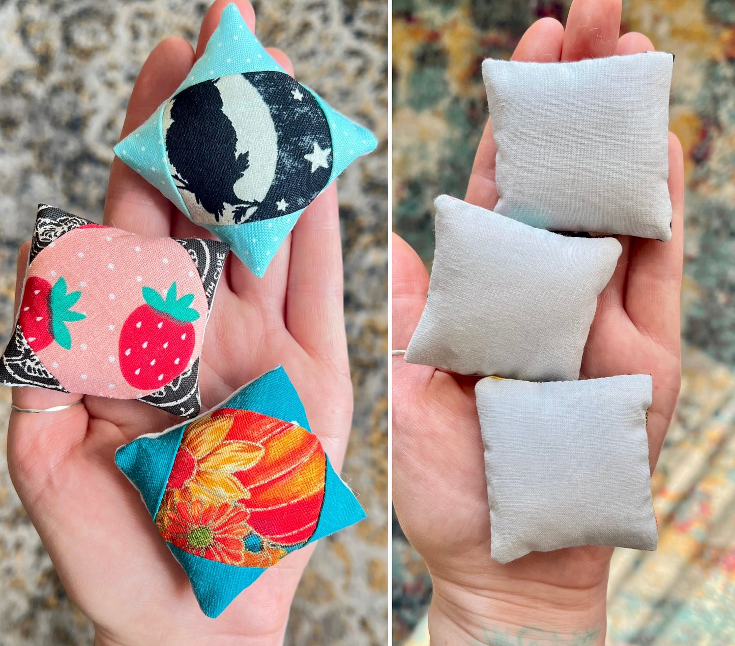 Doll Pillows C - Patchwork Sold Individually - 1:12 Scale