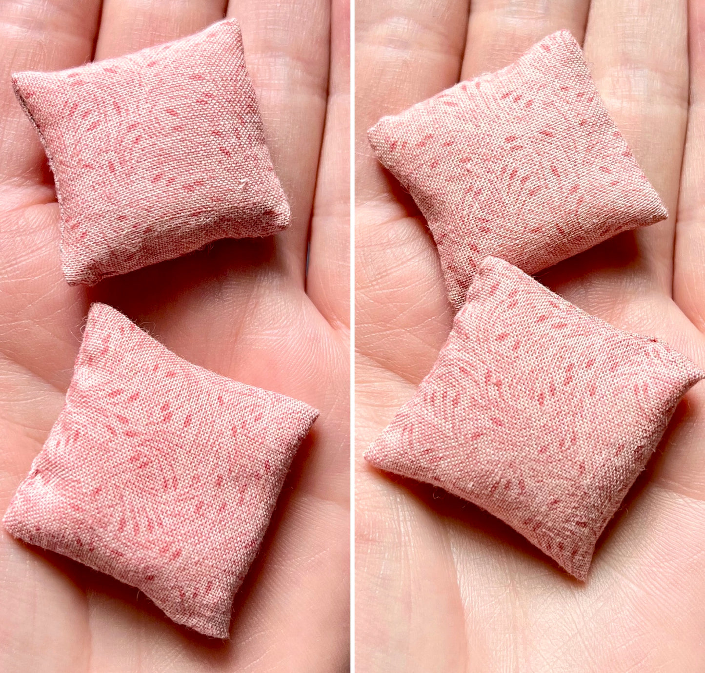 Doll Pillows A - Tiny Set of Two Handmade Miniatures - 1:12 Scale or 1:24 Scale