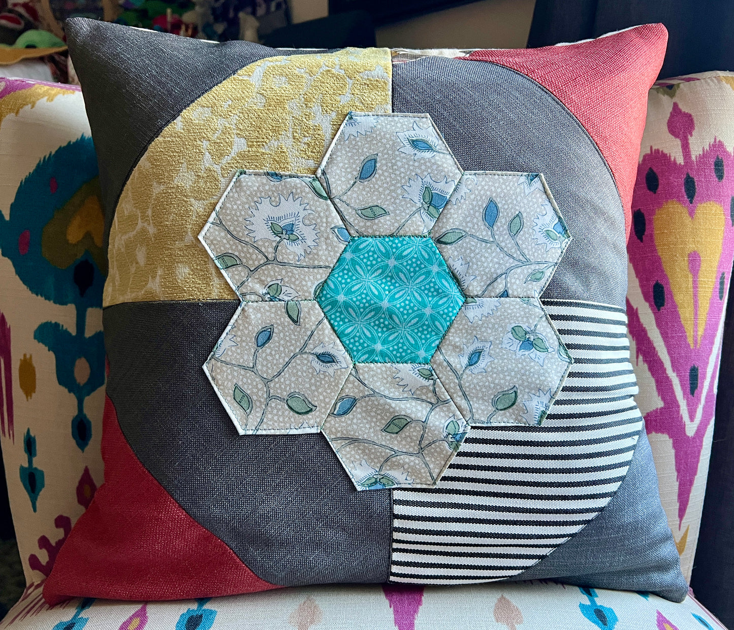 Large Pillow Cover - Envelope Back Closure - 18x18 inches - Designer Fabrics or Rainbow Stripes