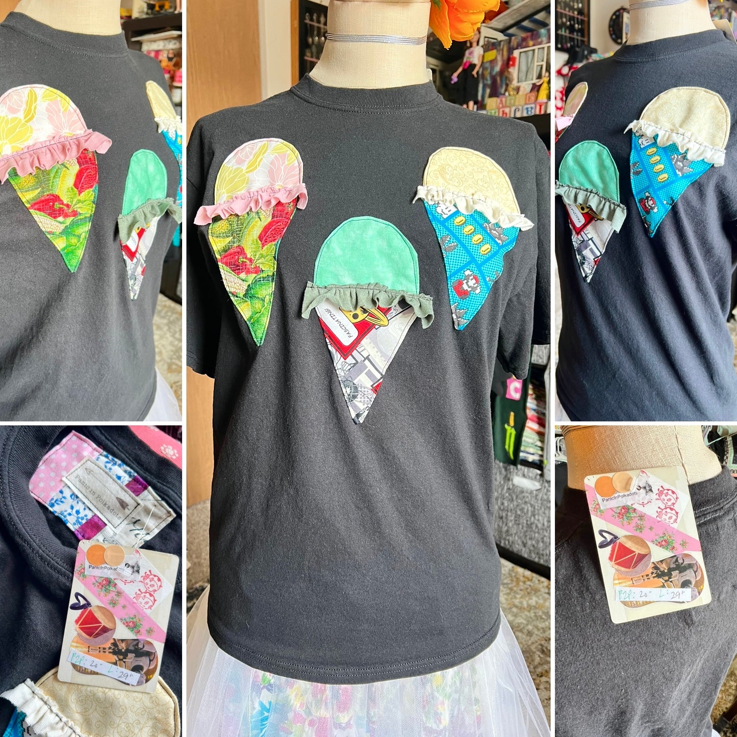 Ransom Note Tee Shirt or Tank Top - Ice Creams, Hexie Flowers,  Fringe or Bats