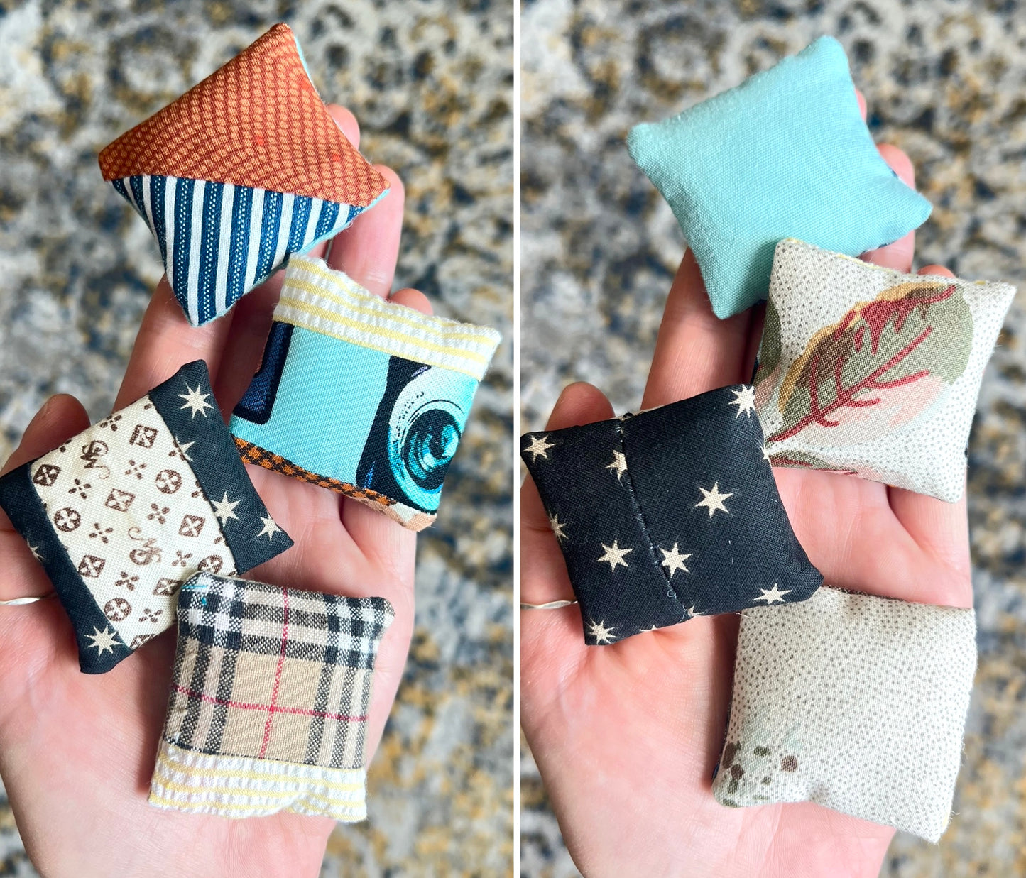 Doll Pillows C - Patchwork Sold Individually - 1:12 Scale