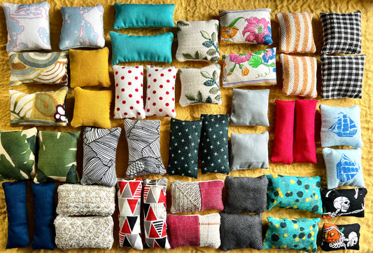 Doll Pillow Set of Two - Pair of Miniature Throw Pillows - 1:12 Scale