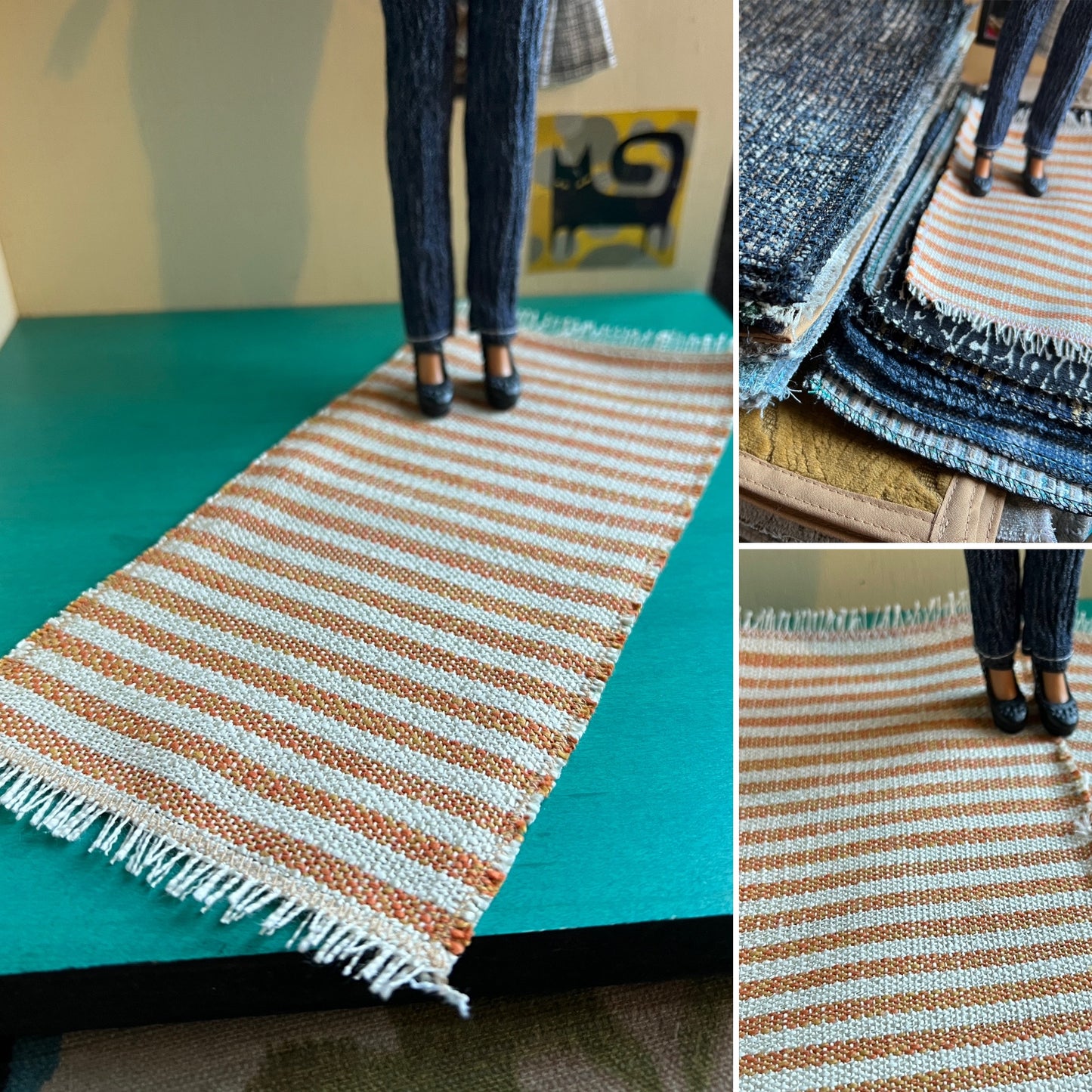 Dollhouse Rug - Upholstery Sample -  Miniature 1:12 or 1:6 Scale