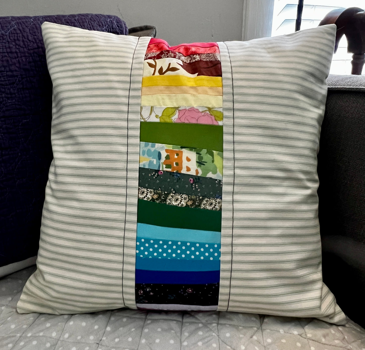 Large Pillow Cover - Envelope Back Closure - 18x18 inches - Designer Fabrics or Rainbow Stripes