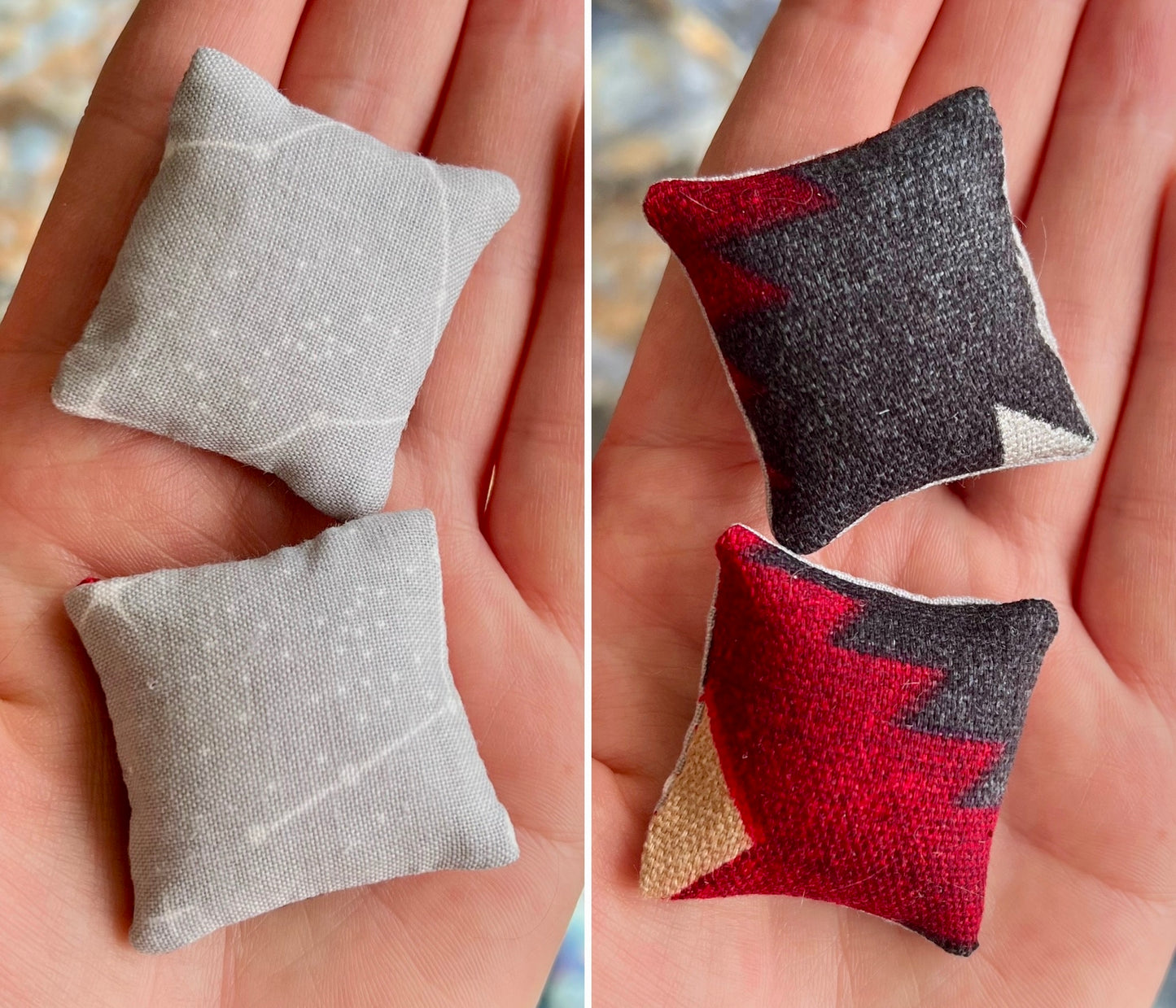 Doll Pillows A - Tiny Set of Two Handmade Miniatures - 1:12 Scale or 1:24 Scale