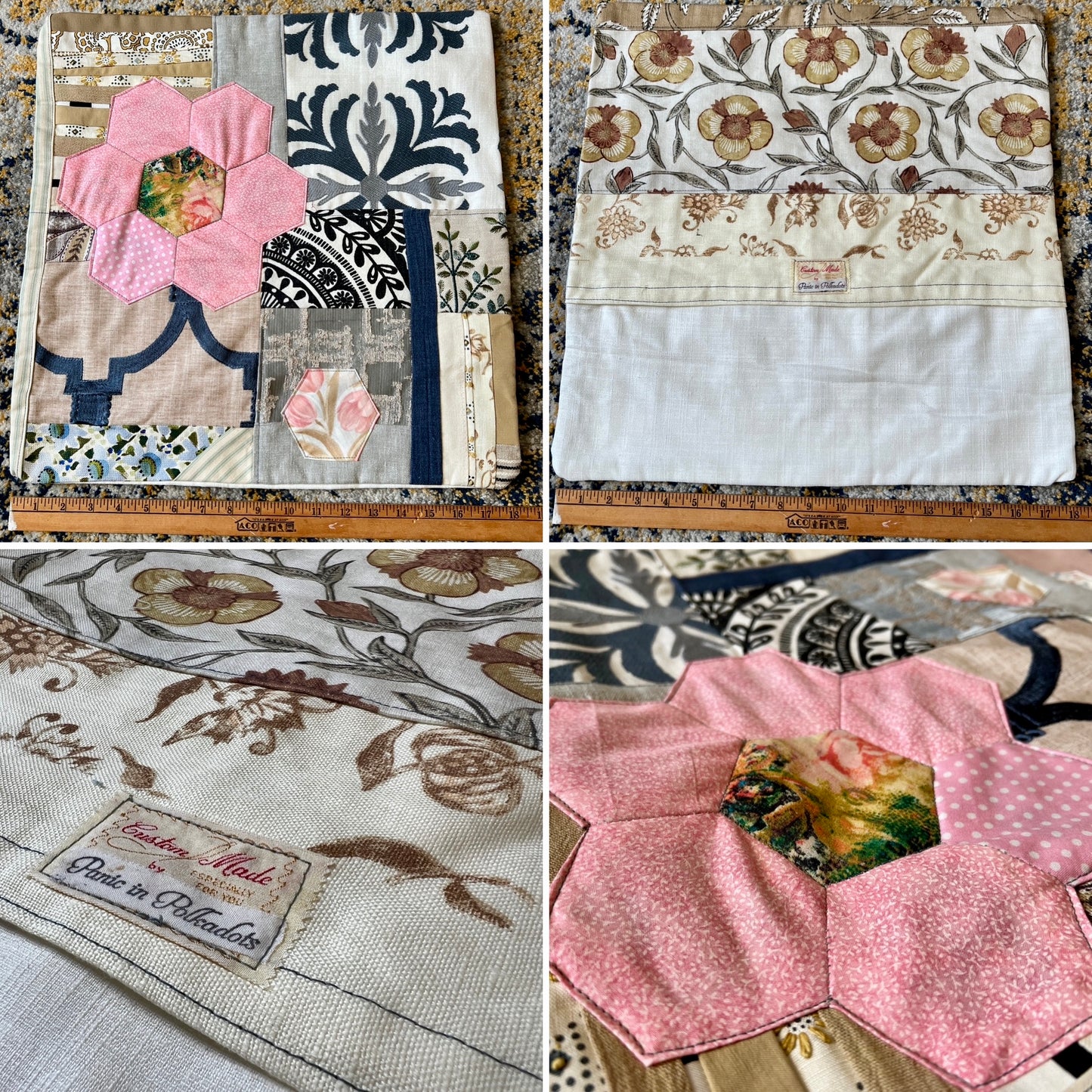 Large Pillow Cover - Envelope Back Closure - 18x18 inches - Designer Fabrics or Rainbow Stripes